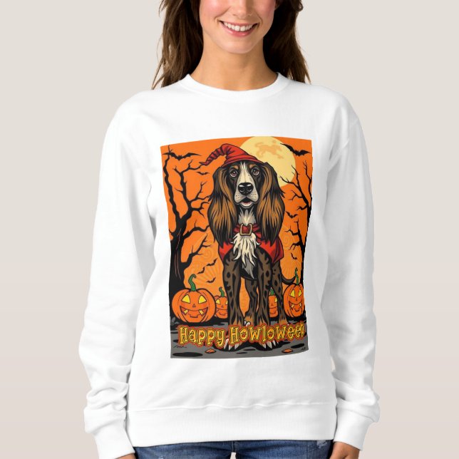 Sweatshirt Afghan Hound Happy Howloween (Devant)