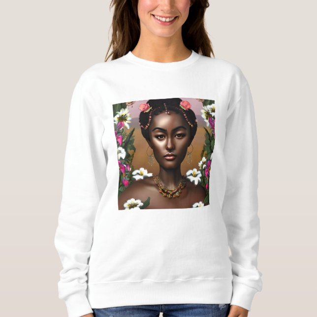 Sweatshirt Afro-Américaine Beauté IA Art (Devant)
