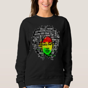 Sweatshirt Afro Girl African Citation Graphiste Chemise Noir