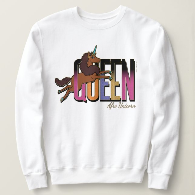Sweatshirt Afro Unicorn Queen Design (Design devant)