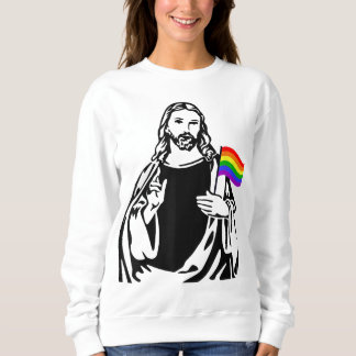 Sweatshirt Ah Men LGBT Gay Lesbian Pride Jésus Rainbow Drapea