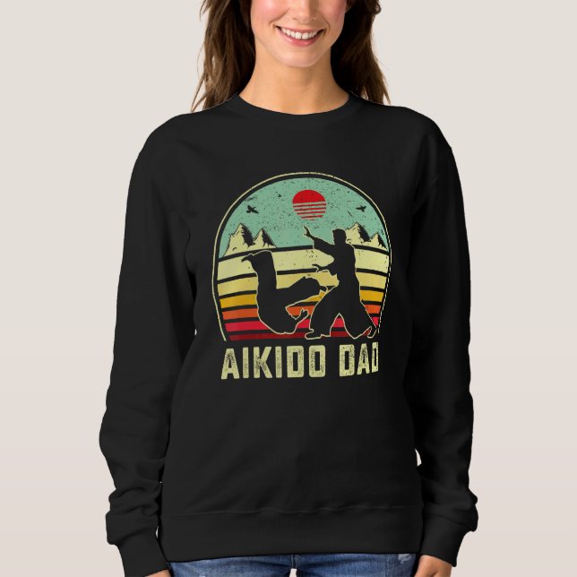 Sweatshirt Aikido Papa Autodéfense Martial Arts Retro Sunset (Devant)