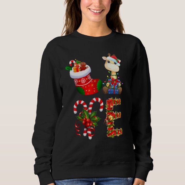 Sweatshirt Aimer Giraffe Lumières de Noël Dirigé Santa Chapel (Devant)
