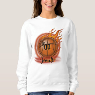 Sweatshirt Airbrush Flaming basketball personnalisé T-shirt