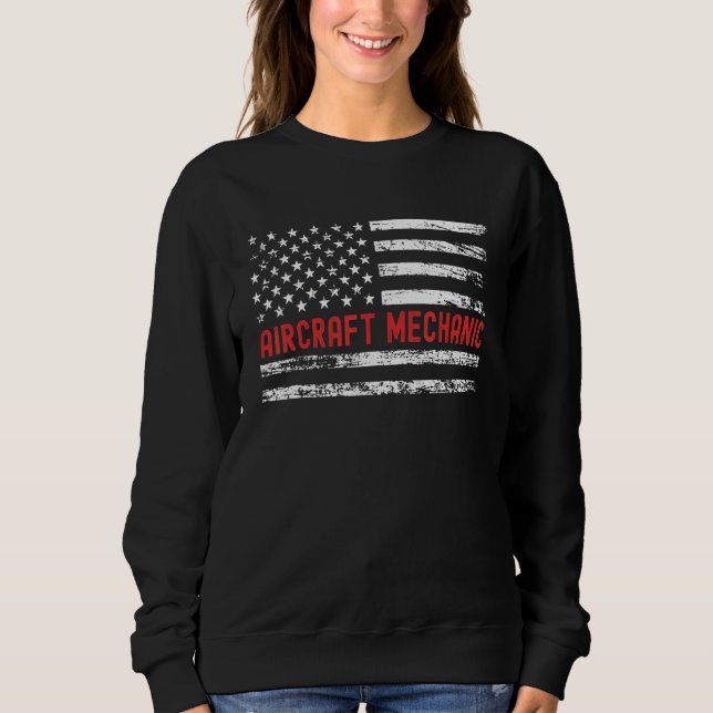 Sweatshirt Aircraft Mechanic USA Flag Profession Retro Job Ti (Devant)