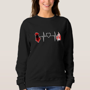 Sweatshirt Albanie Canada Heartbeat drapeau canadien albanais
