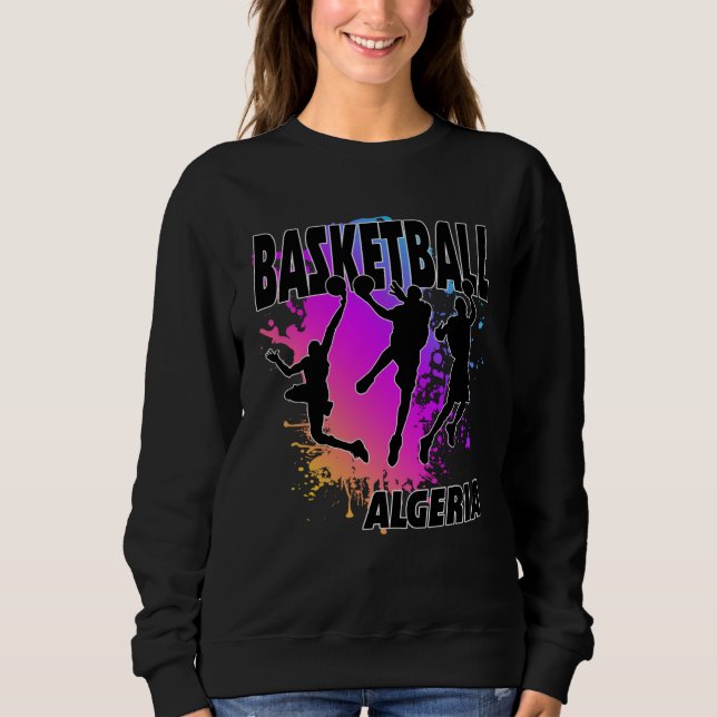 Sweatshirt Algeria Flag  Love Playing Basketball (Devant)
