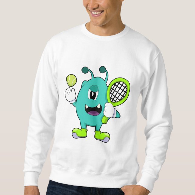 Sweatshirt Alien à Tennis avec raquette de tennis (Devant)