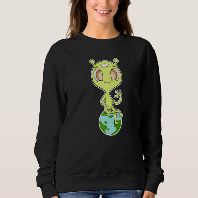 Sweatshirt Alien Assis Sur Terre   (Devant)