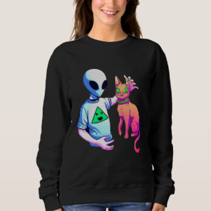 Sweatshirt Alien caressant un chat Alien Ufo Chat Enfants Ho