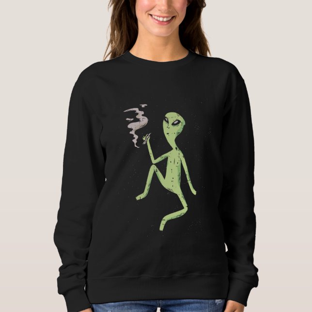 Sweatshirt Alien spatial Tuxedo Weed Joint Pot Smoker (Devant)