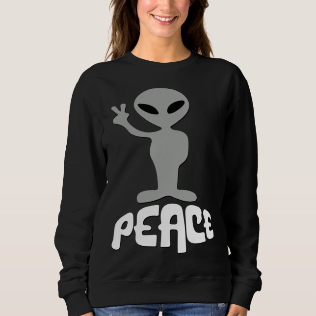 Sweatshirt Alien UFO Peace Sign (Devant)