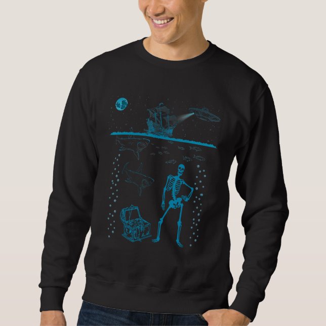 Sweatshirt Aliens Shark Sketeton Pirates   Cool Graphic (Devant)
