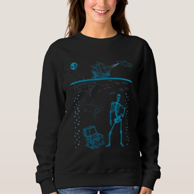 Sweatshirt Aliens Shark Sketeton Pirates   Cool Graphic (Devant)