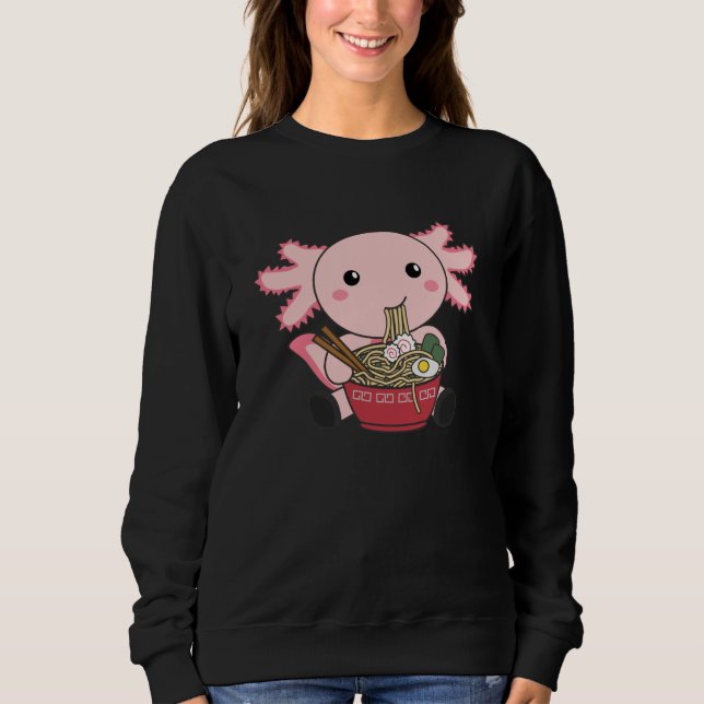 Sweatshirt Alimentation Axolotl Ramen Japonais Nourriture Kaw (Devant)