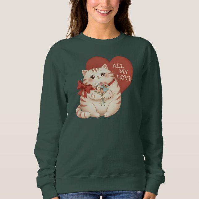 Sweatshirt All My Love Tabby Cat (Devant)