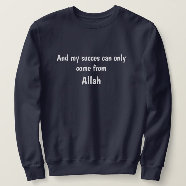 Sweatshirt "Allah = succes" blauw. (Design vorne)