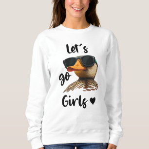 Sweatshirt Allez, les filles Coeur Drôle Canard Portant des l