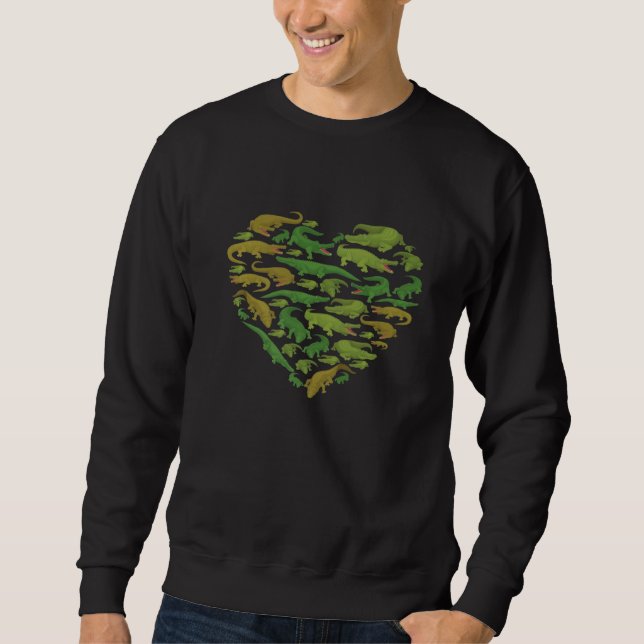 Sweatshirt Alligator Crocodile Gator Animal Heart Hommes Femm (Devant)