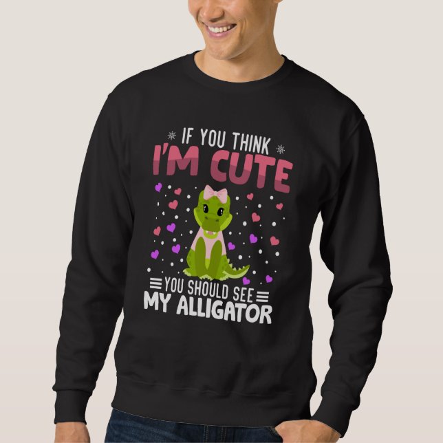 Sweatshirt Alligator Heart Valentine's Day Animal For Womens  (Devant)