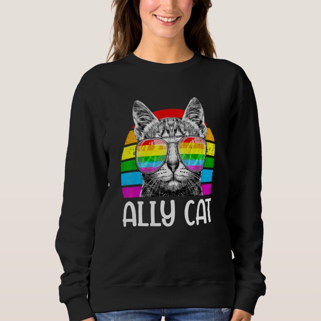 Sweatshirt Ally Chat Rainbow Lunettes de soleil Lgbt Gay prid (Devant)