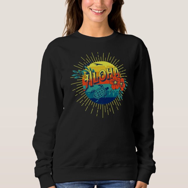 Sweatshirt Aloha Hawaiian Island Tortues de mer Fleurs Aloha  (Devant)