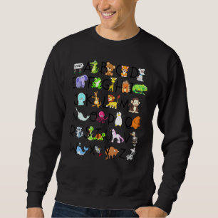 Sweatshirt Alphabet Animaux ABC Apprentissage Tee Kids Lear
