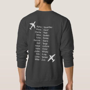 Sweatshirt Alphabet phonétique du pilote de ligne avec avions
