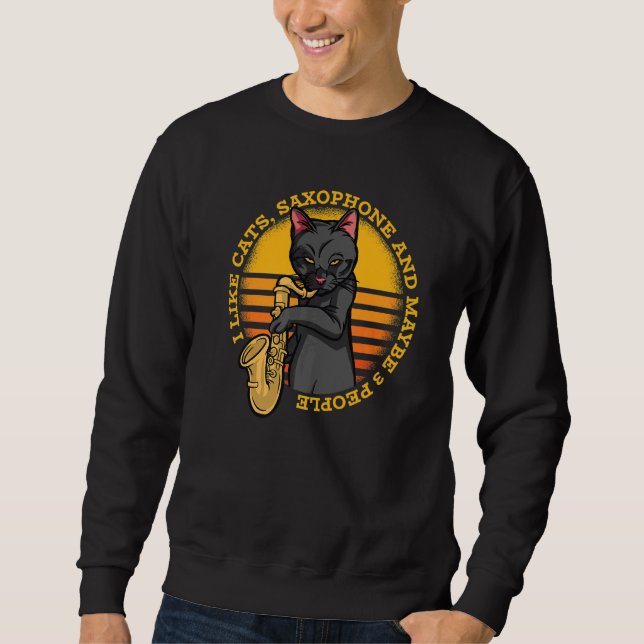 Sweatshirt Alto saxophone player cat windwood musicians (Devant)