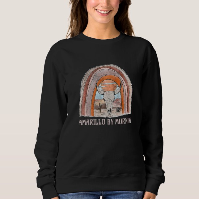 Sweatshirt Amarillo By Morning Bull Skull Howdy Cactus Sarcas (Devant)