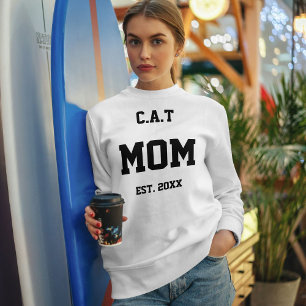 Sweatshirt Amateur de chat moderne minimaliste mignon blanc p