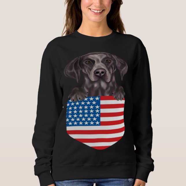 Sweatshirt America Flag German Shorthaired Pointer Dog In Poc (Devant)