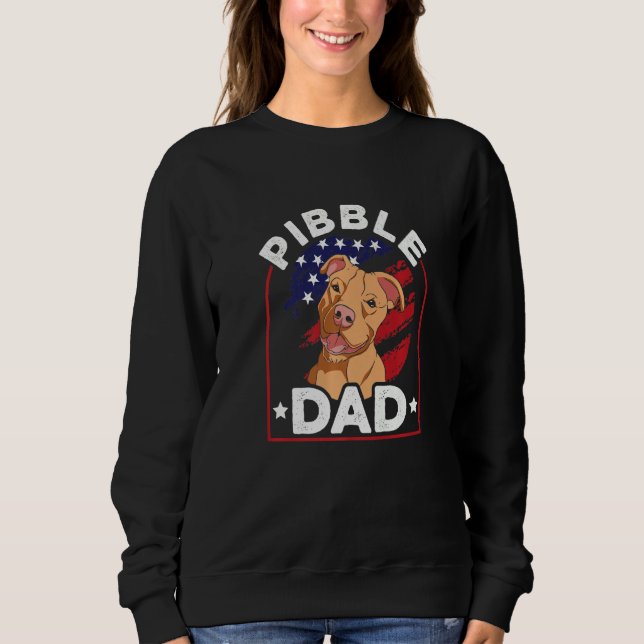 Sweatshirt America Flag Pitbull Dog Premium (Devant)