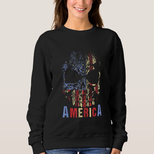 Sweatshirt America Skull Usa Drapeau Jour de l'Indépendance 4 (Devant)