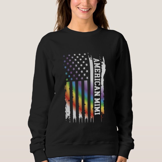 Sweatshirt Américain Mimi États-Unis Arc-en-ciel détendu avec (Devant)