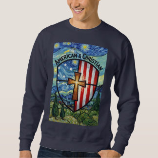 Sweatshirt American & Christian Patriotic Shield Faith & Free