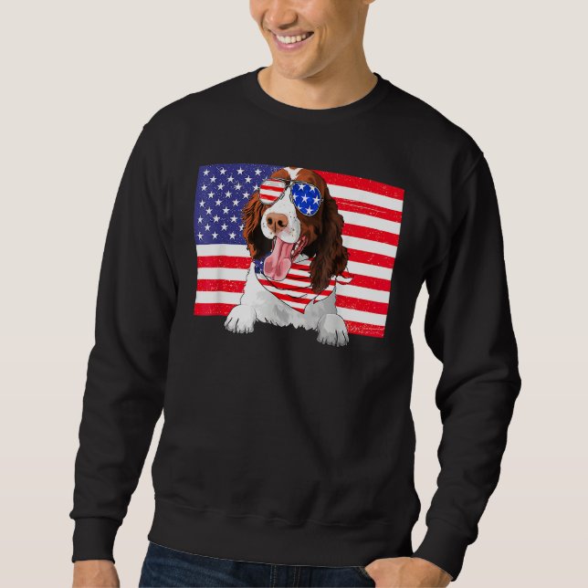 Sweatshirt American Flag 4th Of July English Springer Spaniel (Devant)