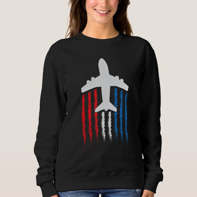 Sweatshirt American Flag 747 Jumbo Jet July 4th (Devant)