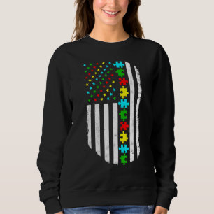 Sweatshirt American Flag Autism Maman Famille de Sensibilisat
