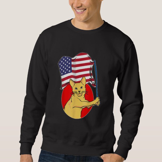 Sweatshirt American Flag Cat  Happy 4th July (Devant)