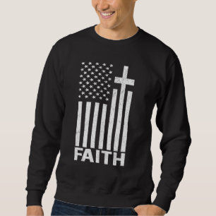 Sweatshirt American Flag Cross Usa Patriotisme & Foi Christi