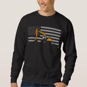 Sweatshirt American Flag Excavator US Flag Construction