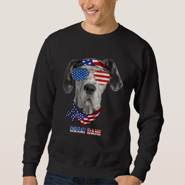 Sweatshirt American Flag  Great Dane Dog (Devant)