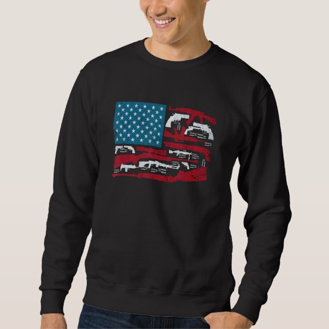 Sweatshirt American Flag Guns Riffles Bullets US Flag Weapon  (Devant)