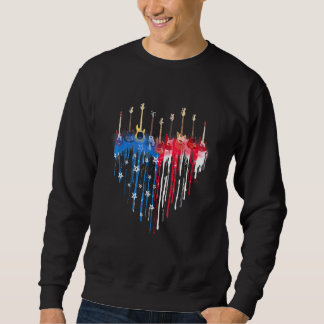 Sweatshirt American Flag Heart Guitare 4 juillet Guitariste P