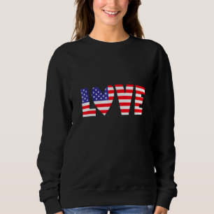 Sweatshirt American Flag Heart Rouge Blanc Bleu Cute 4 Juil