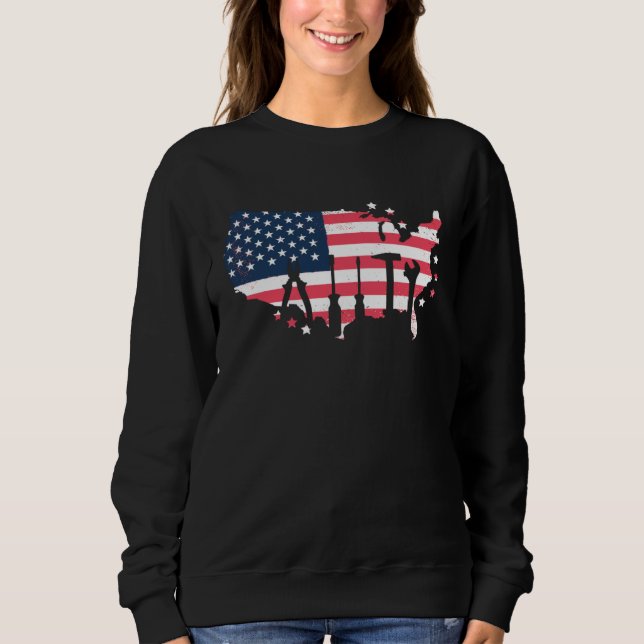 Sweatshirt American Flag Mechanic Tools (Devant)