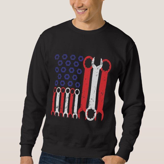 Sweatshirt American Flag Mechanic Tools USA Love Craftsman (Devant)