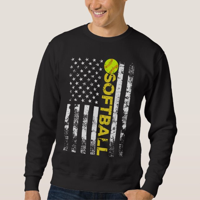 Sweatshirt American Flag Softball Team Cadeau (Devant)