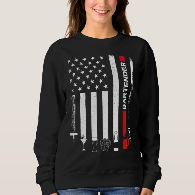 Sweatshirt American Flag With Bartender  For Women Men (Devant)